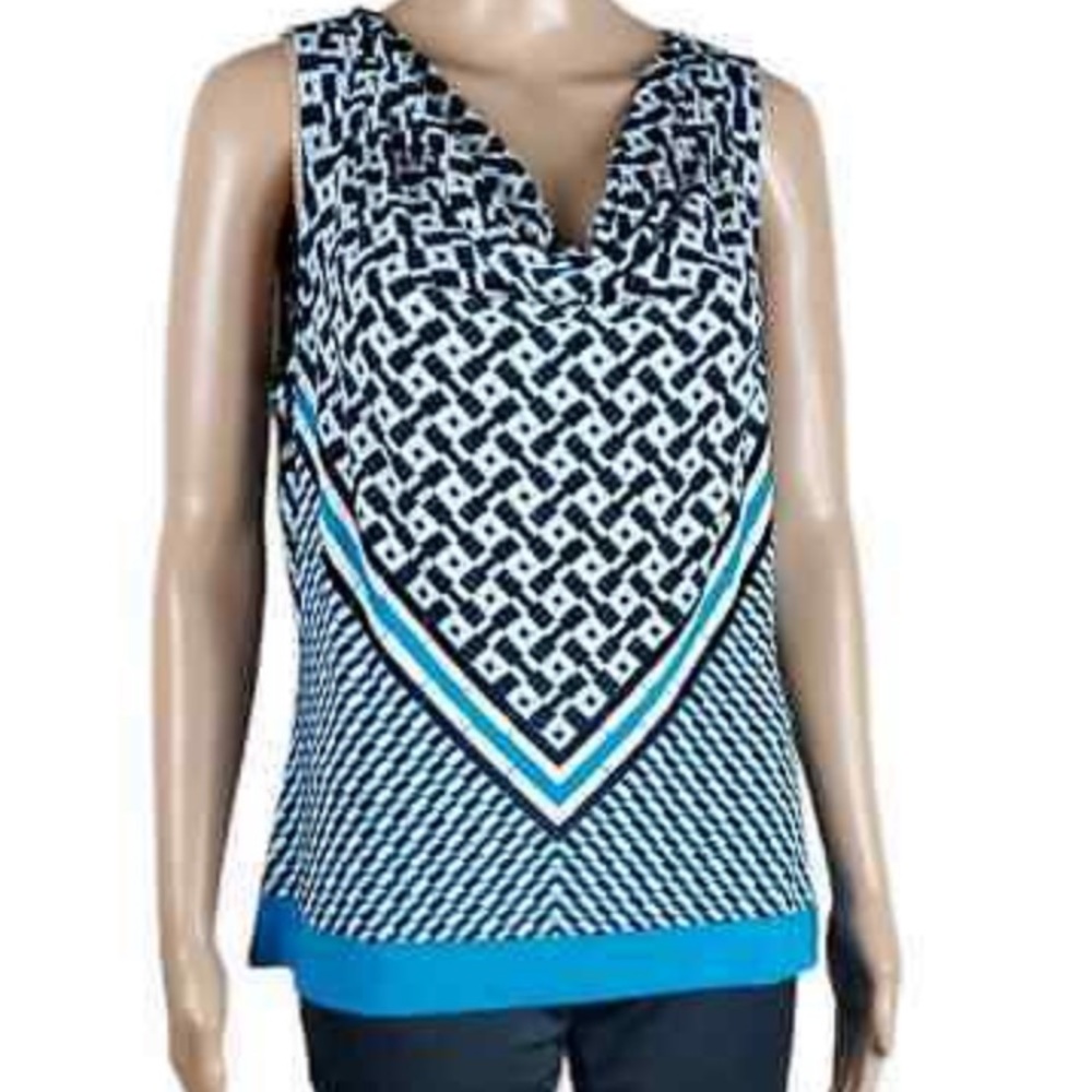 Calvin Klein Black and Blue Patterned Tank Top